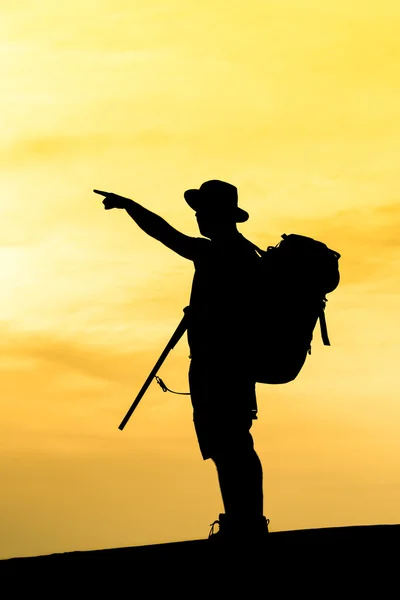 Hunter With Shotgun in Sunset — Stock Photo, Image