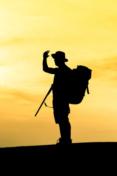 Hunter With Shotgun in Sunset — Stock Photo, Image