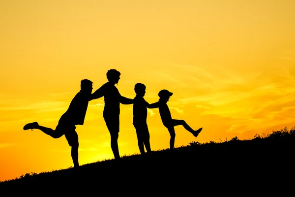 Happy family silhouette — Stock Photo, Image