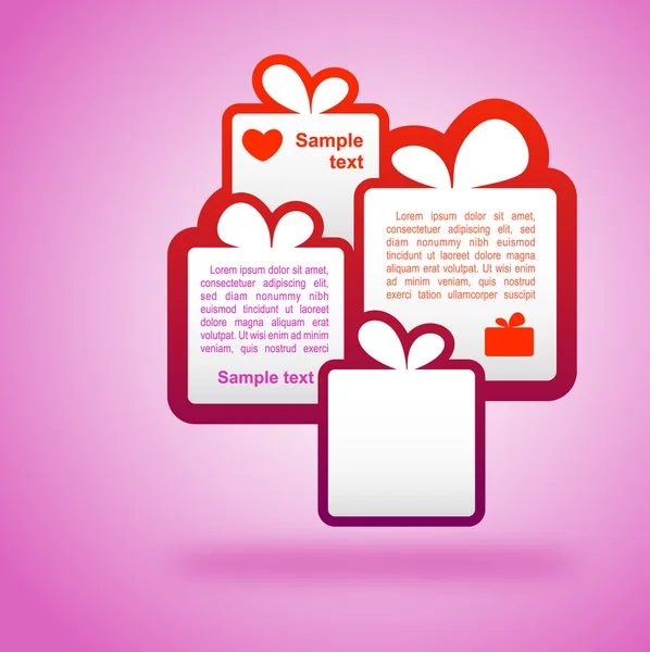 矢量模板礼品盒粉红色的背景上 — 图库矢量图片