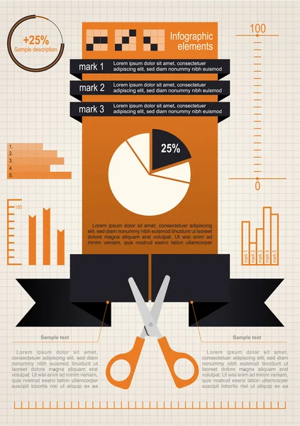 Concepto vectorial Tijeras. Conjunto de elementos infográficos para sus documentos — Vector de stock