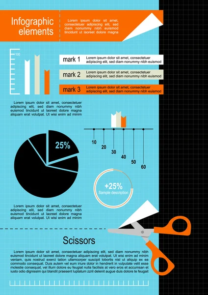 Sada vektorový infographic prvků pro vaše dokumenty a zprávy s nůžkami — Stockový vektor