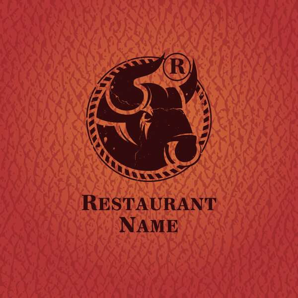 Head of bull. Template design restaurant.