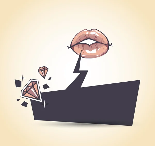 Lábios com bolha de fala — Vetor de Stock