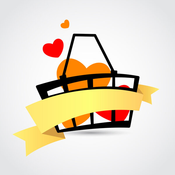 Корзина с лентой и сердечками внутри. Лидер продаж. Хорошая покупка
