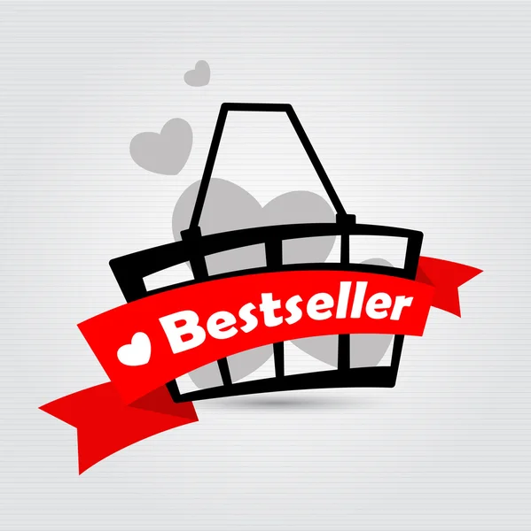 Best-seller. Cesto de compras — Vetor de Stock