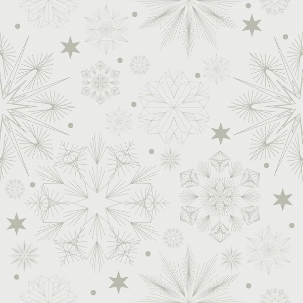 クリスマスのシームレスなパターン。雪の結晶を持つテクスチャー — ストックベクタ