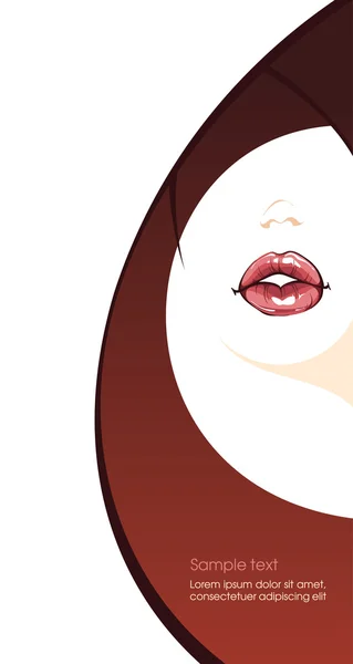 Close-up πορτρέτο του νεαρή γυναίκα με όμορφα χείλη. εικονογράφηση φορέας — Διανυσματικό Αρχείο