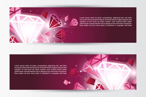 Set di banner con cristalli — Vettoriale Stock