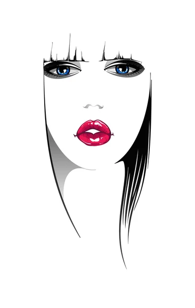 Cara de mujer. Ilustración vectorial — Vector de stock