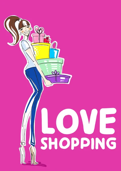 Mode shopping filles — Image vectorielle