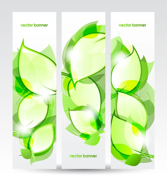 Background with green spring leaves. Vector illustration. — Stock Vector