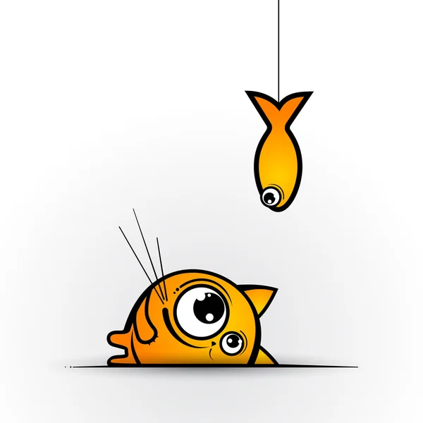 Drôle de chat et de poisson. Illustration vectorielle — Image vectorielle