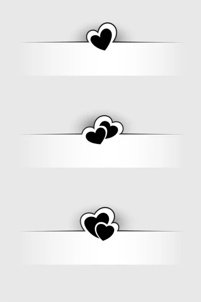 Web dividers with heart shape and shadows — Stock Vector