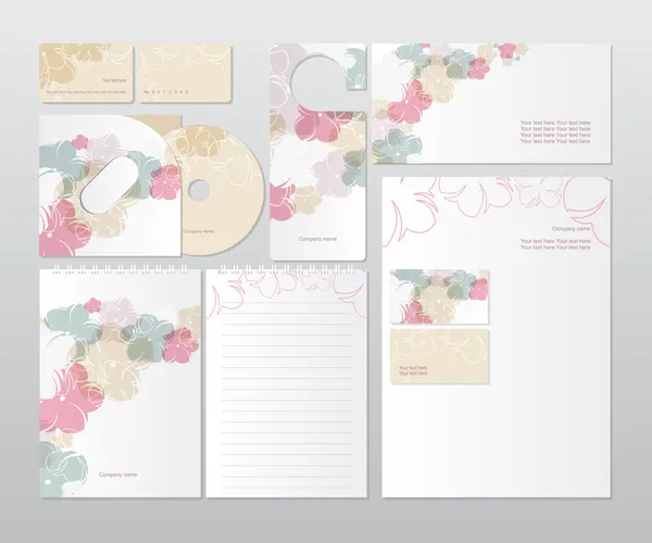 Corporate Identity set with flowers Royalty Free Stock Illustrations