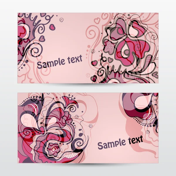 Set of floral templates for business cards — Stock Vector