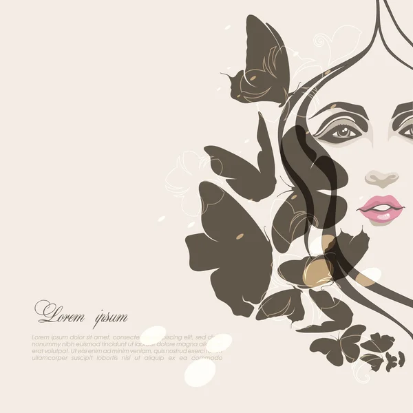 Chica con mariposas — Vector de stock