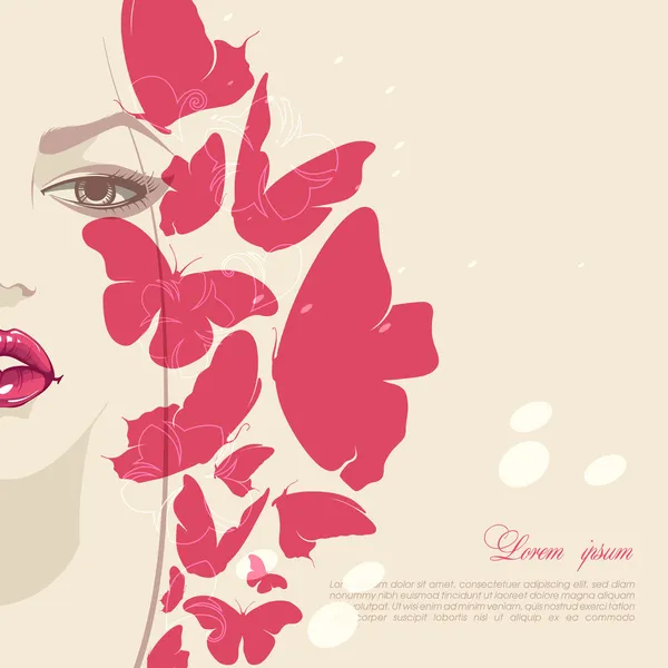 Chica con mariposas — Vector de stock