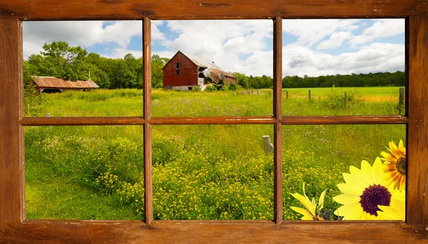 Okno zobrazení venkovská krajina. — Stock fotografie
