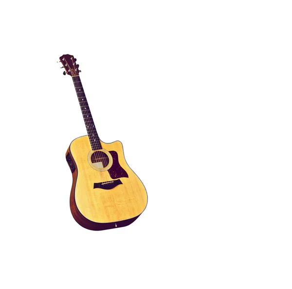 Akoestische gitaar, geïsoleerd op wit. — Stockfoto