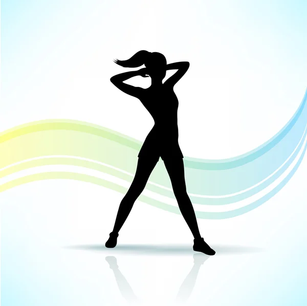 Sport, silhouette femme fitness — Image vectorielle