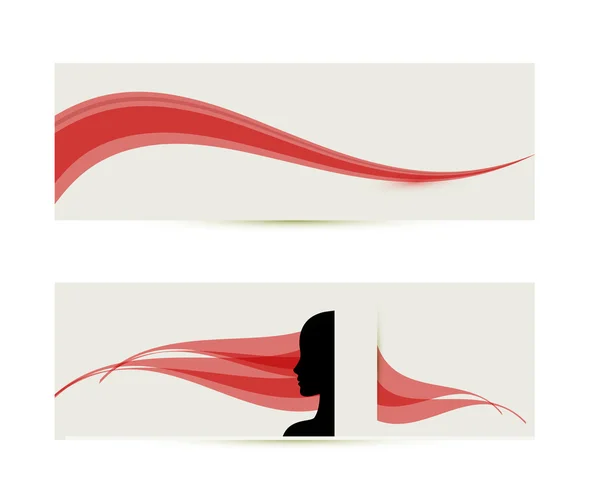 Banner şablonlar ile kadın profil siluet — Stok Vektör