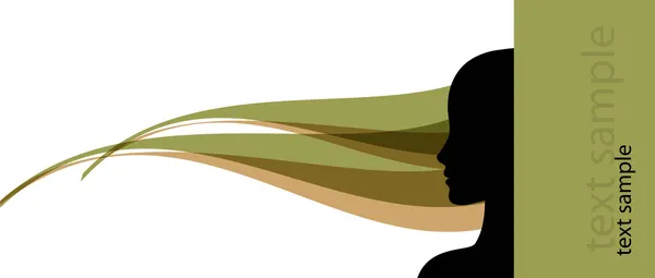 Plantilla de banner con silueta de perfil femenino — Vector de stock