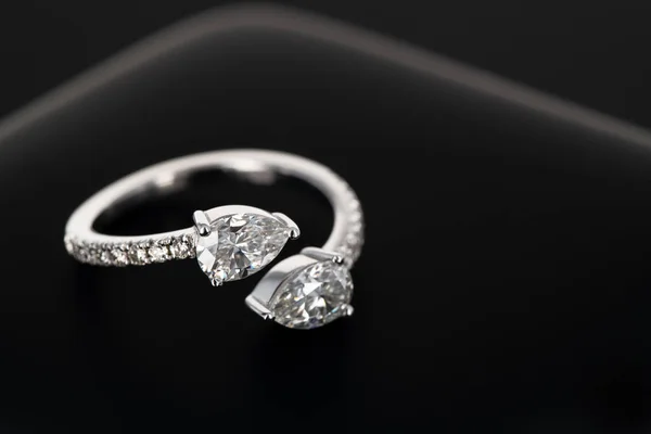 Engagement Diamond Ring on Black Background