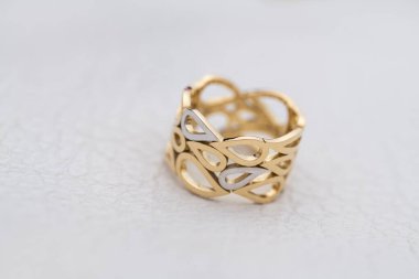 Yellow Gold Jewelry Ring on White Background