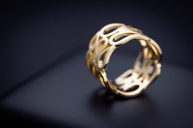 Luxury Engagement Yellow Gold Ring on Black Background