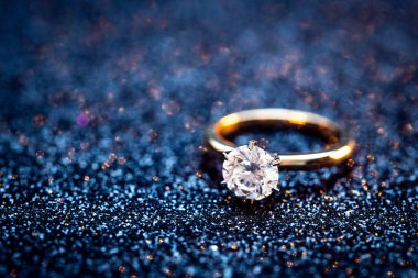 Gold Engagement Wedding Diamond Ring on Brilliance Background