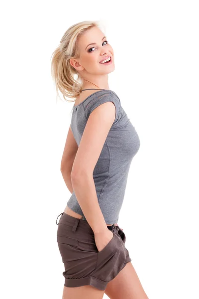 Blond lächelnde Frau — Stockfoto