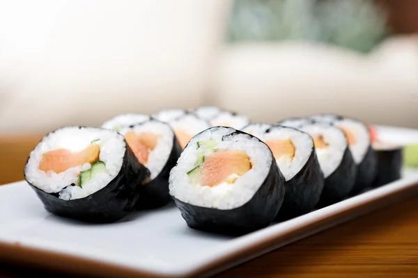 Smoked salmon roll — Stock Photo, Image