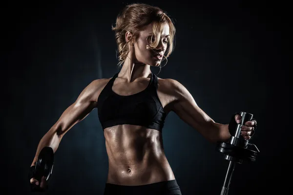 Fitness met barbell — Stockfoto