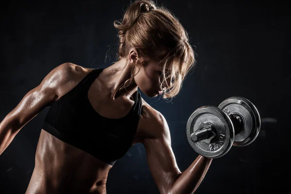 Fitness with dumbbells — Stock Photo, Image