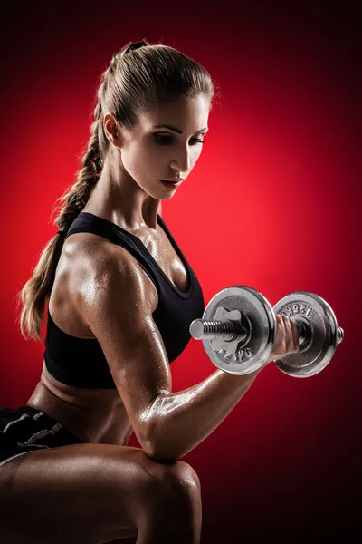 Fitness with dumbbells — Stock Photo, Image