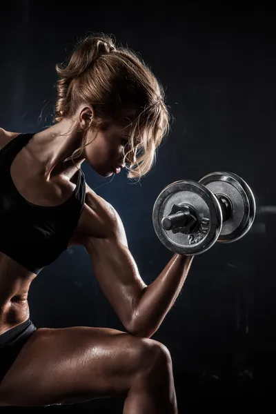Fitness with dumbbells — Stock Photo, Image