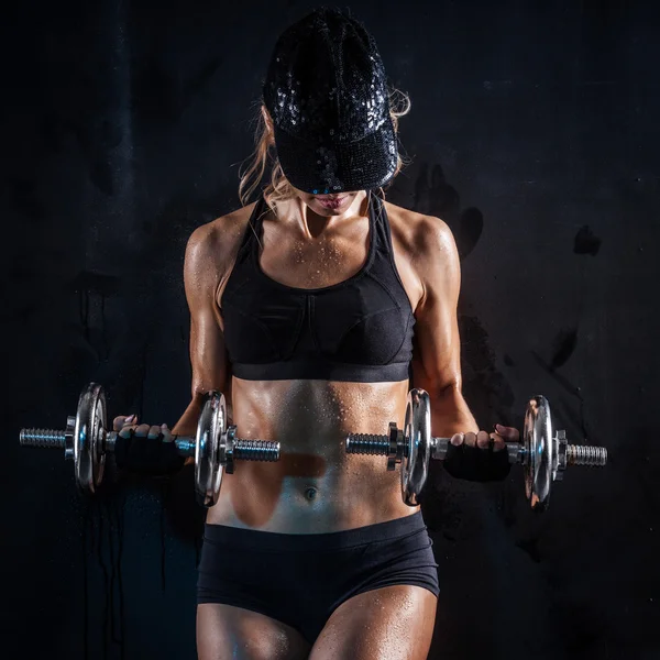 Fitness with dumbbells — Stock Photo, Image