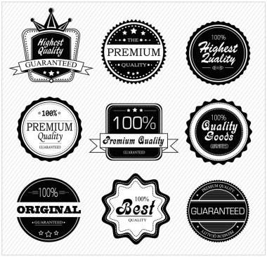 Premium Kalite ve garanti etiketleri