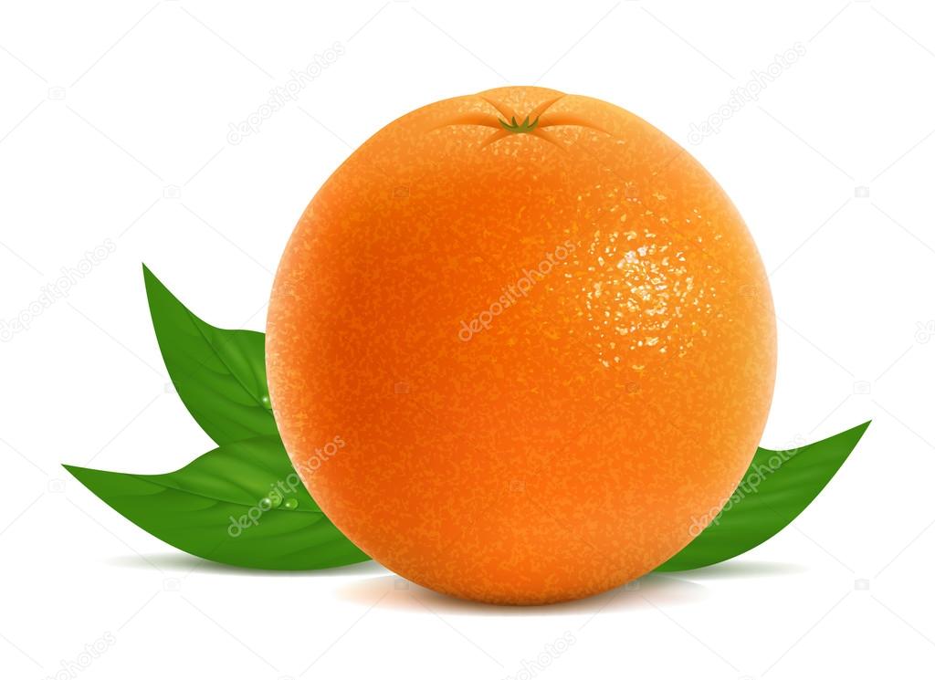 Fresh orange with leaves