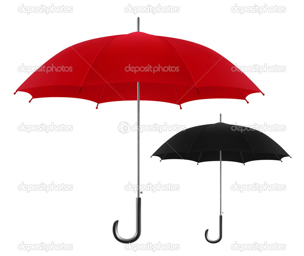 Red and black umbrellas