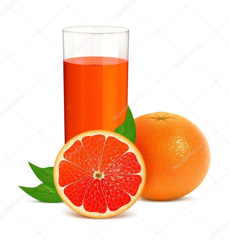 Fresh grapefruits with juice