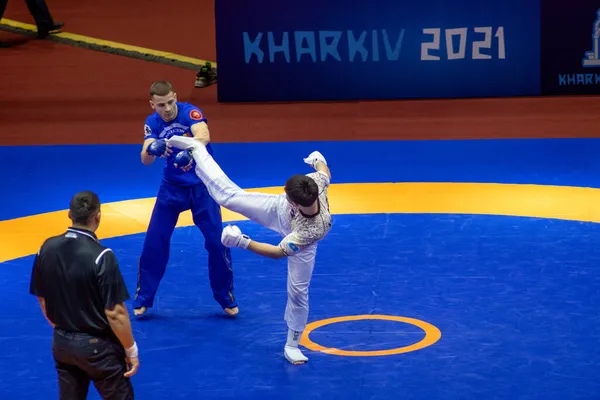 Muratbek Kassymbay Kazakistan Contro Gheorghe Pavlov Moldavia Durante Campionati Del — Foto Stock