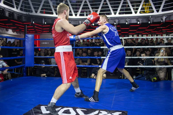 Zápas Mezi Togobitským Iljou Antonovem Alexandrem Hmotnostní Kategorii Během Boxerského — Stock fotografie