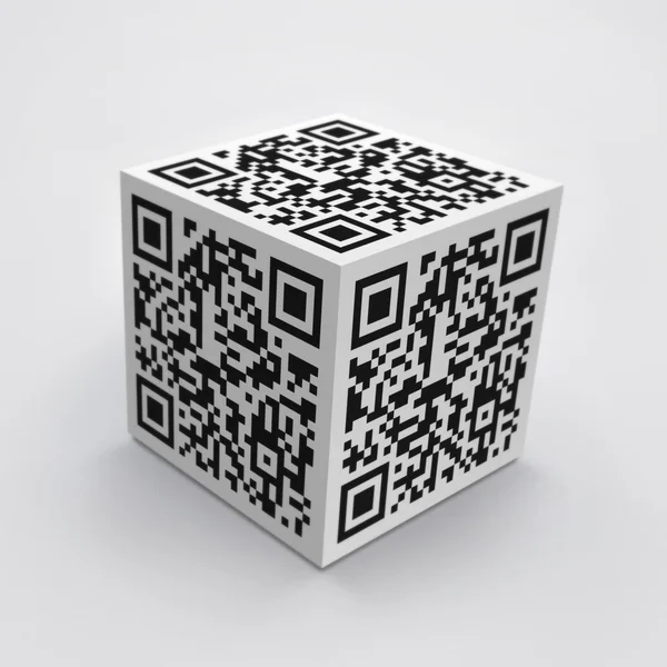 3D куб с QR-кодом — стоковое фото