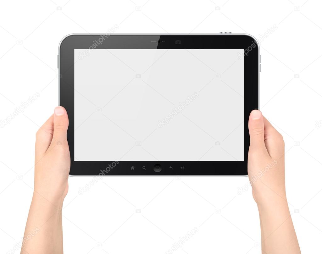 Holding Tablet PC In Hands Isolated