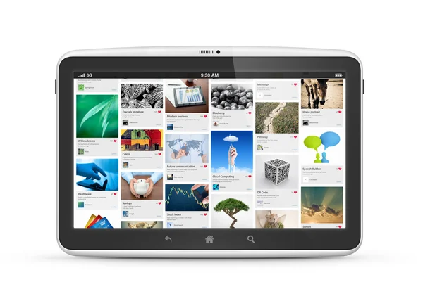 Tablet digital com aplicativo de mídia social — Fotografia de Stock