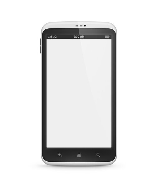 Mobile phone with blank screen isolated