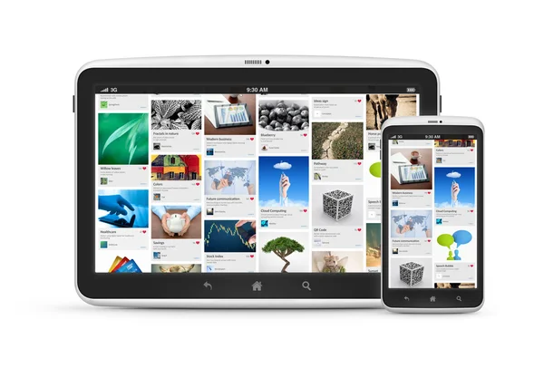 Applicazione social media su dispositivi digitali — Foto Stock