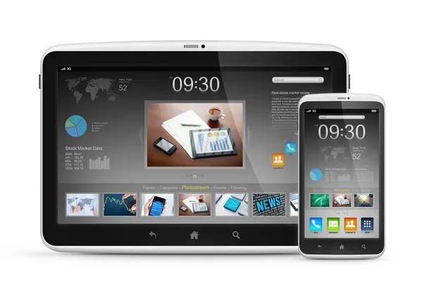 Modern digital tablet with mobile smartphone — Stock Photo, Image